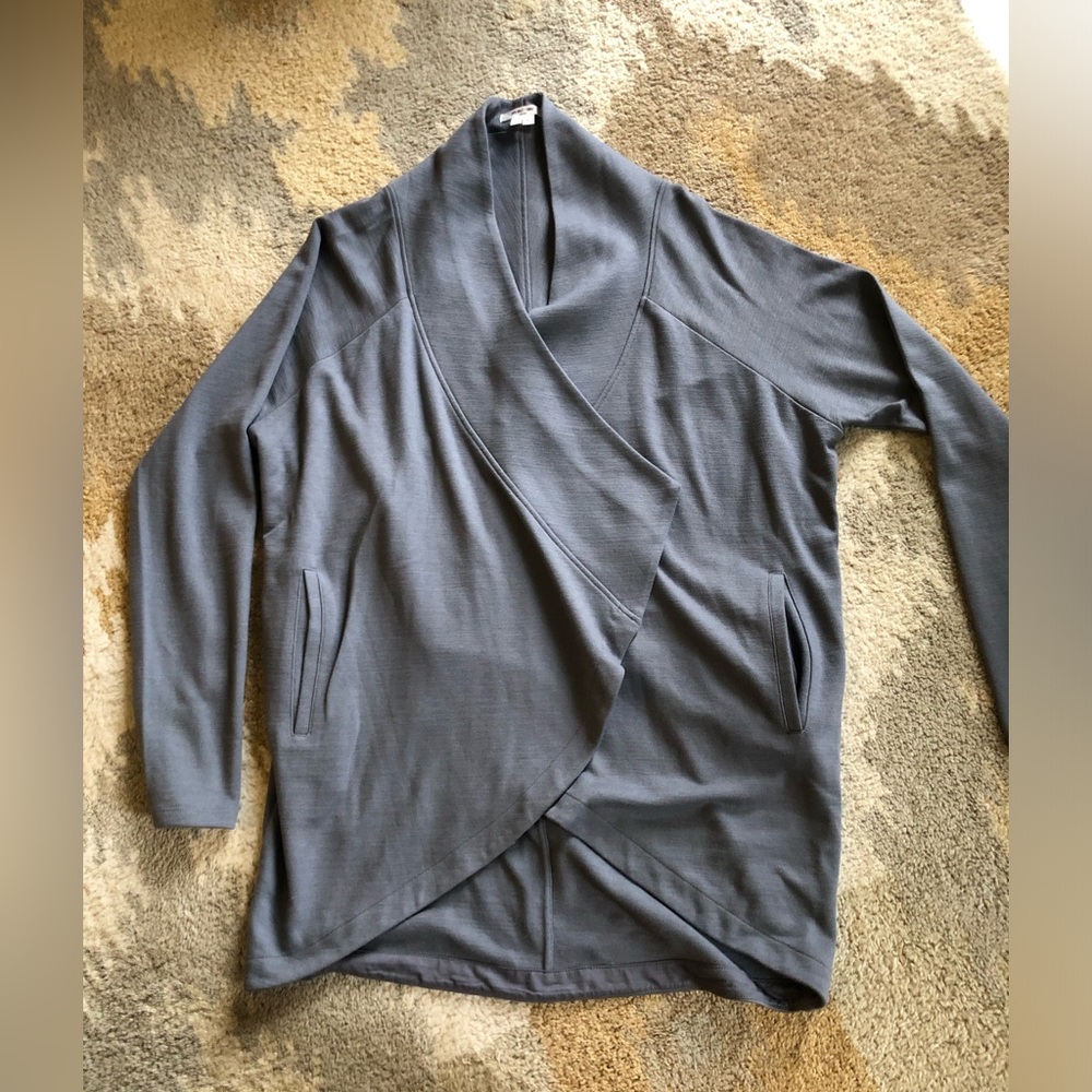 Helmut Lang New York Gray Open Draped Heavy Viscose Wool Cardigan Large EUC! - Picture 6 of 13